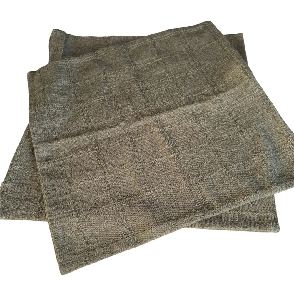Foindtower Set of 2 Decorative Linen Check Throw Pillow Covers new